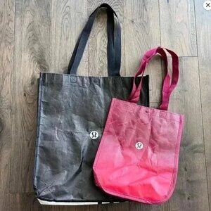 Lululemon Reusable Tote Shopping Bag Bundle Lot of 2 Black White Red Large/Small